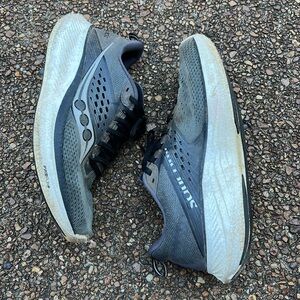 Saucony Men's Black and Gray PWR RUN+ ride 17 Athletic Shoes USA 10